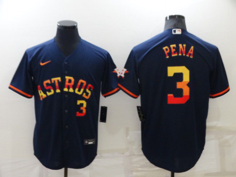 Men Houston Astros #3 Pena Blue Rainbow Edition Game Nike 2022 MLB Jersey->houston astros->MLB Jersey